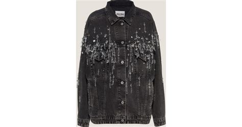 miu miu black blouson|Black denim blouson jacket .